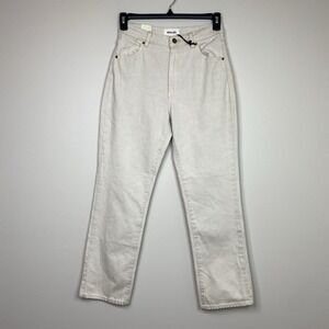 ROLLAS Original High Rise Straight Leg Jeans Salt Cream Size 27 Retro Pockets